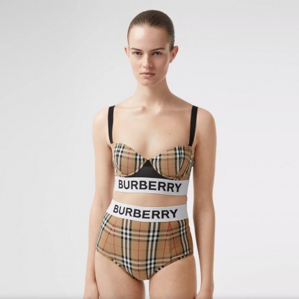 BUR Logo Tape Vintage Check Bikini