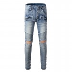 Balmain Slim cut ridged cotton jeans with Balmain monogram hem Indigo