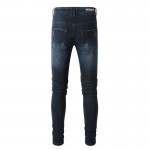 Balmain Slim cut ridged cotton jeans with Balmain monogram hem navy