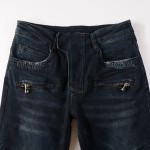 Balmain Slim cut ridged cotton jeans with Balmain monogram hem navy