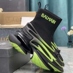 Balmain Unicorn knit and rubber trainers Green