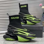 Balmain Unicorn knit and rubber trainers Green