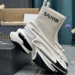 Balmain Unicorn knit and rubber trainers White