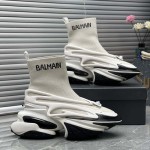 Balmain Unicorn knit and rubber trainers White