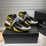 Balmain Neoprene and leather Unicorn low-top sneakers Yellow