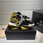 Balmain Neoprene and leather Unicorn low-top sneakers Yellow