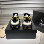 Balmain Neoprene and leather Unicorn low-top sneakers Yellow