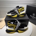 Balmain Neoprene and leather Unicorn low-top sneakers Yellow