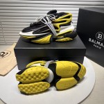 Balmain Neoprene and leather Unicorn low-top sneakers Yellow