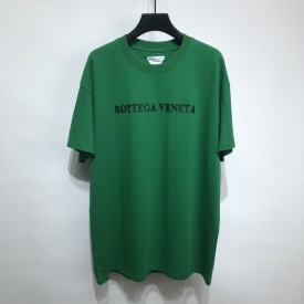 B V Logo Letter Cotton Jersey T-Shirt Green