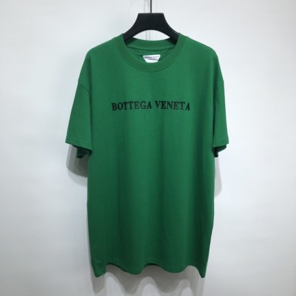 B V Logo Letter Cotton Jersey T-Shirt Green