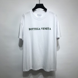 B V Logo Letter Cotton Jersey T-Shirt White