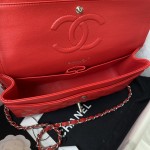 CC Lambskin Leather Classic Flap Bag Red / Silver