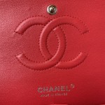 CC Lambskin Leather Classic Flap Bag Red / Silver