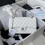 CC Lambskin Leather Classic Flap Bag White / Silver