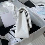 CC Lambskin Leather Classic Flap Bag White / Silver