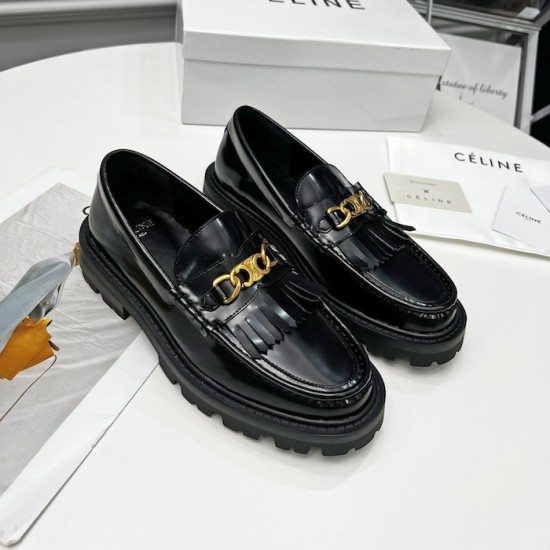 Celine Margaret Loafer with Triomphe Chain in Polished Bull