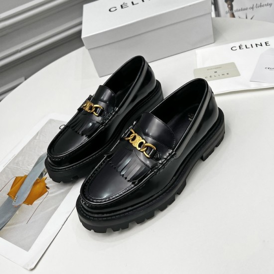 Celine Margaret Loafer with Triomphe Chain in Polished Bull