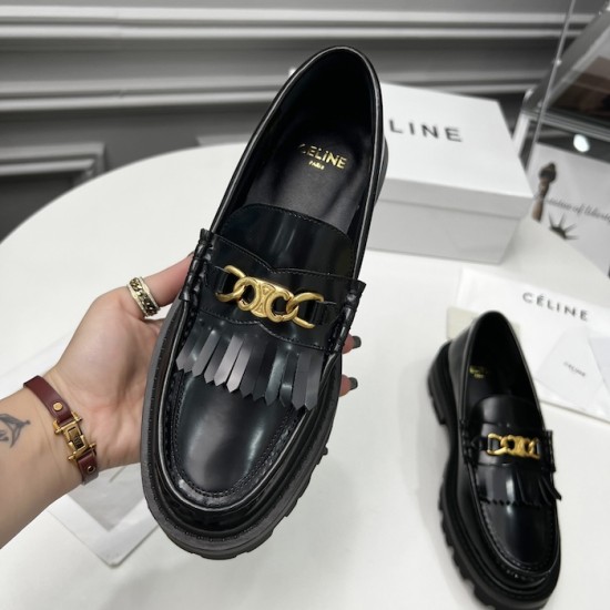 Celine Margaret Loafer with Triomphe Chain in Polished Bull