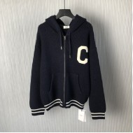 Celine college hooded sweater in wool navy