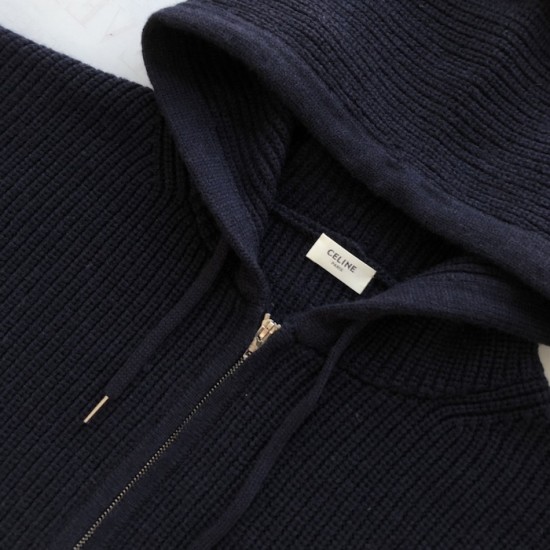 Celine college hooded sweater in wool navy