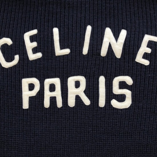 Celine college hooded sweater in wool navy