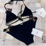 Celine Triomphe Swimsuit in Matte Jersey Black