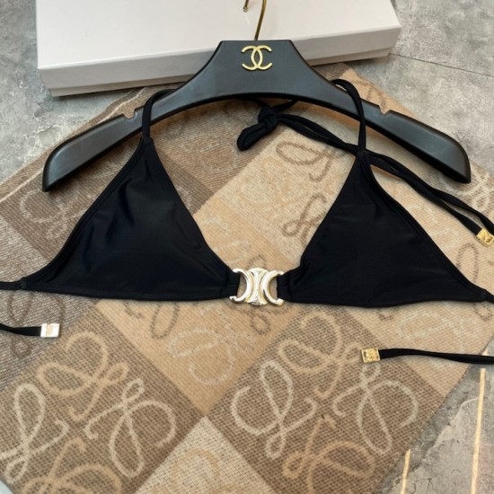 Celine Triomphe Swimsuit in Matte Jersey Black