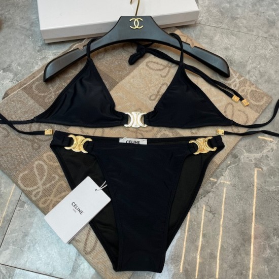 Celine Triomphe Swimsuit in Matte Jersey Black