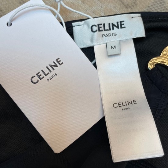 Celine Triomphe Swimsuit in Matte Jersey Black