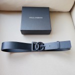 Dolce & Gabbana DG Lux leather belt with crossover DG logo buckle Black / Black