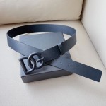 Dolce & Gabbana DG Lux leather belt with crossover DG logo buckle Black / Black