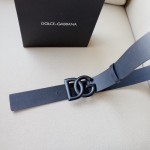 Dolce & Gabbana DG Lux leather belt with crossover DG logo buckle Black / Black