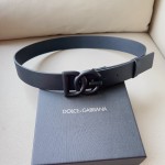 Dolce & Gabbana DG Lux leather belt with crossover DG logo buckle Black / Black