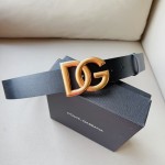 Dolce & Gabbana DG Lux leather belt with crossover DG logo buckle Black / Gold