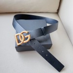 Dolce & Gabbana DG Lux leather belt with crossover DG logo buckle Black / Gold