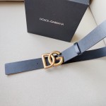 Dolce & Gabbana DG Lux leather belt with crossover DG logo buckle Black / Gold