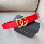 Dolce & Gabbana DG Lux leather belt with crossover DG logo buckle Red / Gold