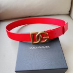 Dolce & Gabbana DG Lux leather belt with crossover DG logo buckle Red / Gold