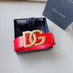 Dolce & Gabbana DG Lux leather belt with crossover DG logo buckle Red / Gold