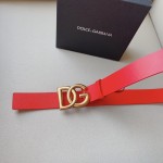 Dolce & Gabbana DG Lux leather belt with crossover DG logo buckle Red / Gold