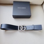 Dolce & Gabbana DG Lux leather belt with crossover DG logo buckle Black / Silver