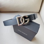 Dolce & Gabbana DG Lux leather belt with crossover DG logo buckle Black / Silver