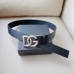 Dolce & Gabbana DG Lux leather belt with crossover DG logo buckle Black / Silver