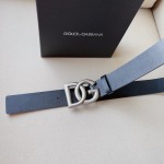 Dolce & Gabbana DG Lux leather belt with crossover DG logo buckle Black / Silver