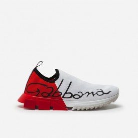 Dolce & Gabbana Stretch Mesh Sorrento Sneakers White/Red