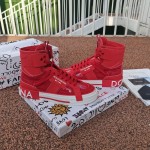 Dolce & Gabbana DG Custom 2.Zero high-top sneakers in mixed materials Red