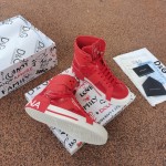 Dolce & Gabbana DG Custom 2.Zero high-top sneakers in mixed materials Red