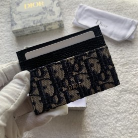 Dior Card Holder Blue Dior Oblique Jacquard