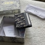 Dior Card Holder Blue Dior Oblique Jacquard